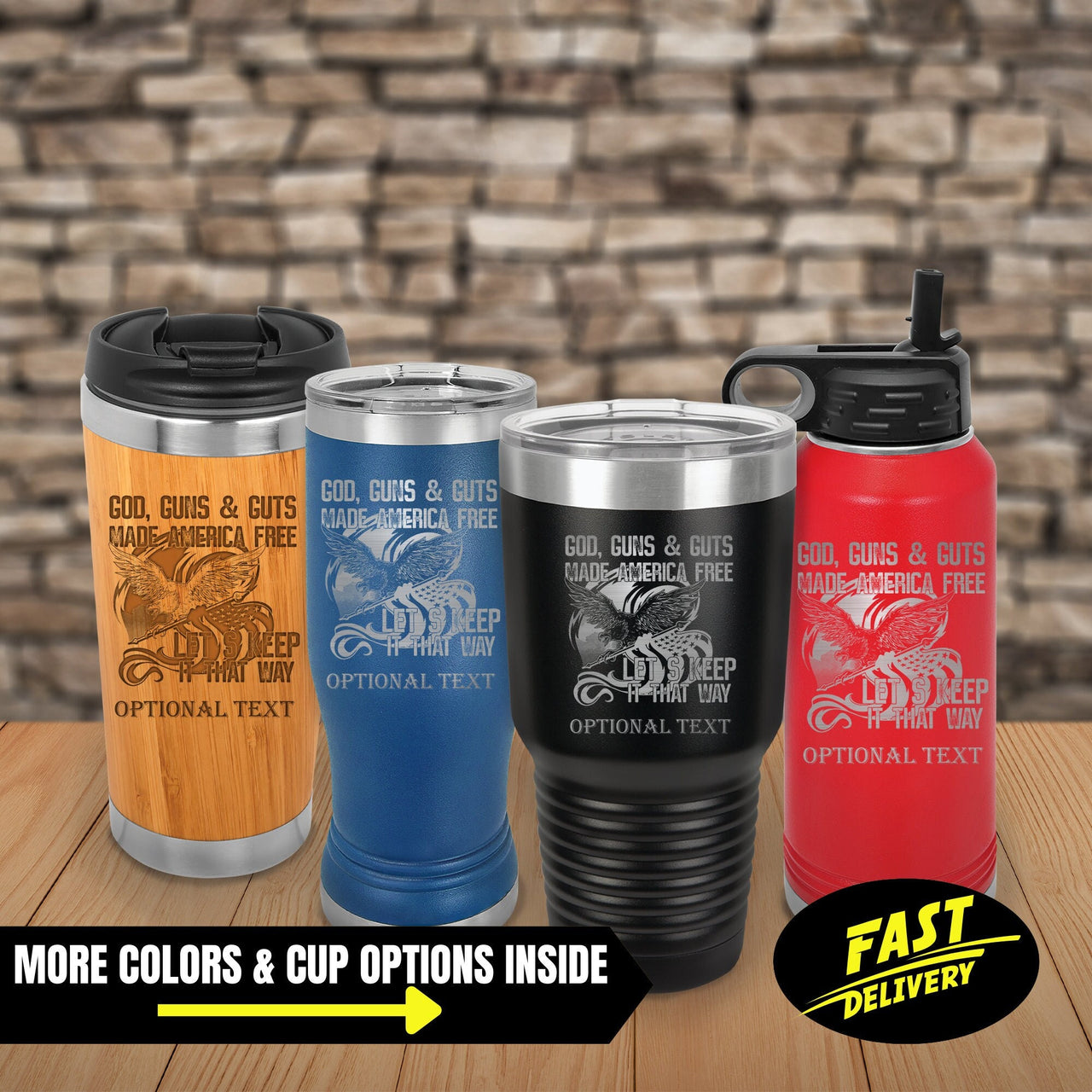 Gods Guns & Guts Made America Free Tumbler, Personalized Tumbler, Independence Day Gift for American Hero, Military Veteran Tumbler Gifts