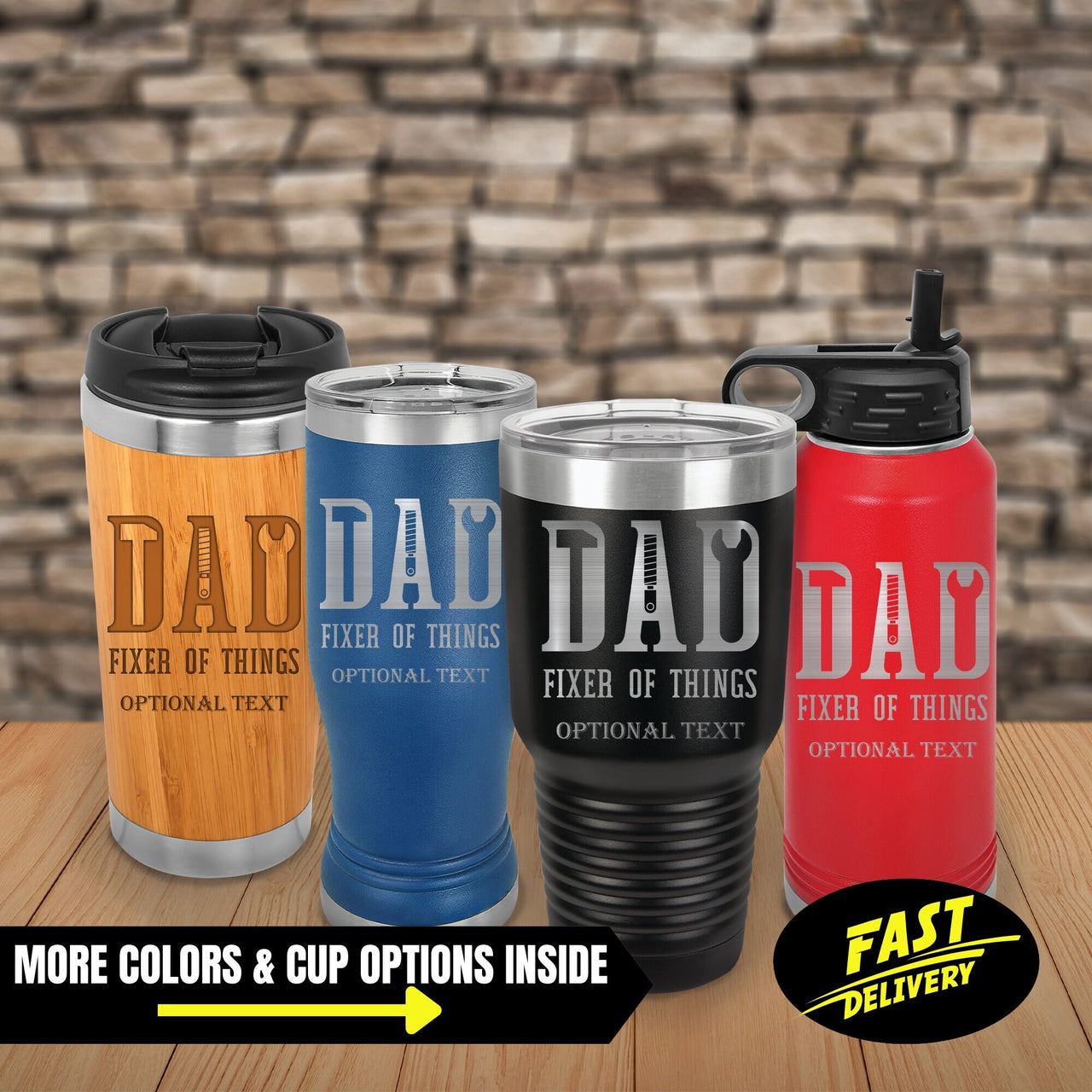 Custom Tumbler Gifts for Dad, Dad Fixer Of Things Tumbler, Personalized Gift for Handyman Dad, Gift for Papa, Grandpa, Coffee Cup with lid