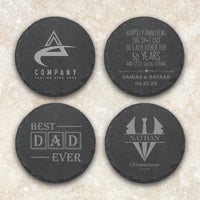 Thumbnail for Custom Coasters, Personalized Slate Coaster, Custom Engraved Stone Coaster, Anniversary Gift for Husband Drink Coasters, Glass Slate Coaster