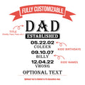 Dad Established Personalize Name and Year, Perfect Gift For A New Dad Gift, Custom Dad, Grandpa Drinkware Gifts from Son, Daughter, Wife