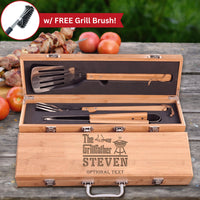Thumbnail for Custom Grillfather BBQ Set: 3-Piece Bamboo Kit