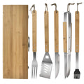 Grill Dad Gift - Grillmaster 5-Piece Bamboo BBQ Tool Set with Free Grill Brush