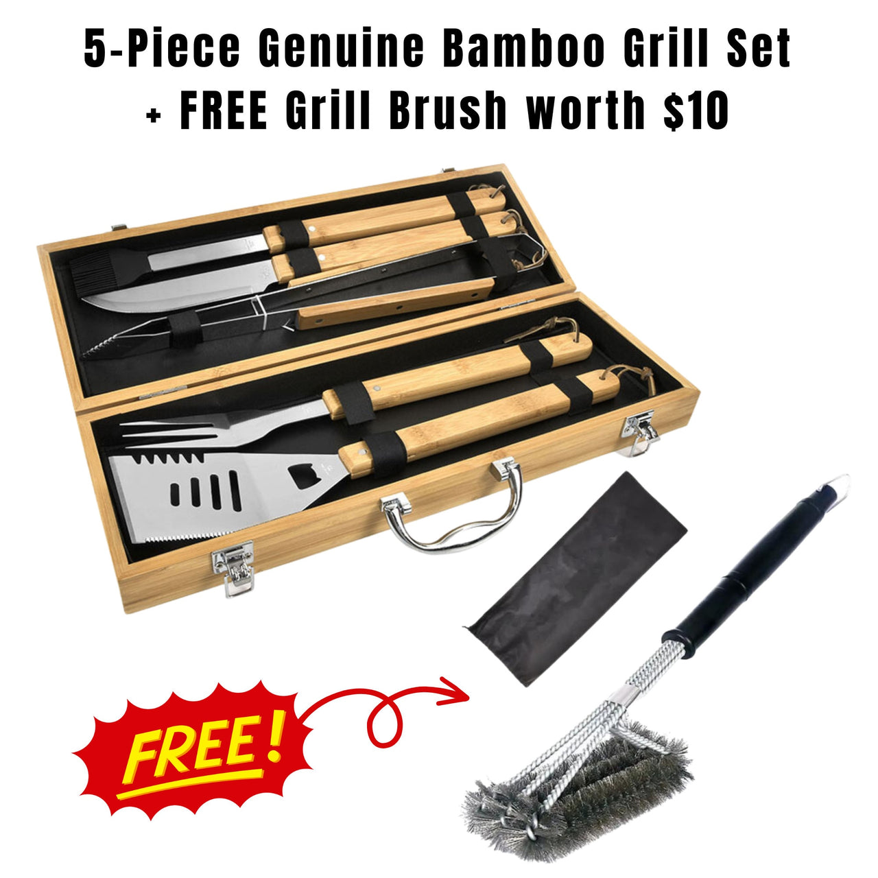 The Grill Master BBQ Set  Custom 5-Piece Grilling Gift for