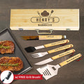 Custom Dad Name Grilling Gift Set - Personalized BBQ 5-Piece Set