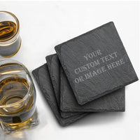Thumbnail for Custom Square Slate Coaster, Personalized Text Bar Coaster, Premium Home Bar Stone Coaster, Home Drinker Coaster, Custom Image Husband Gifts