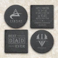 Thumbnail for Slate Coaster, Custom Square Slate Coaster, Round Slate Coaster, Personalized Logo, Groomsmen Gift, Father's Gift, Anniversary Gift Coasters