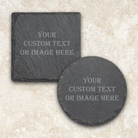 Thumbnail for Slate Coaster, Custom Square Slate Coaster, Round Slate Coaster, Personalized Logo, Groomsmen Gift, Father's Gift, Anniversary Gift Coasters