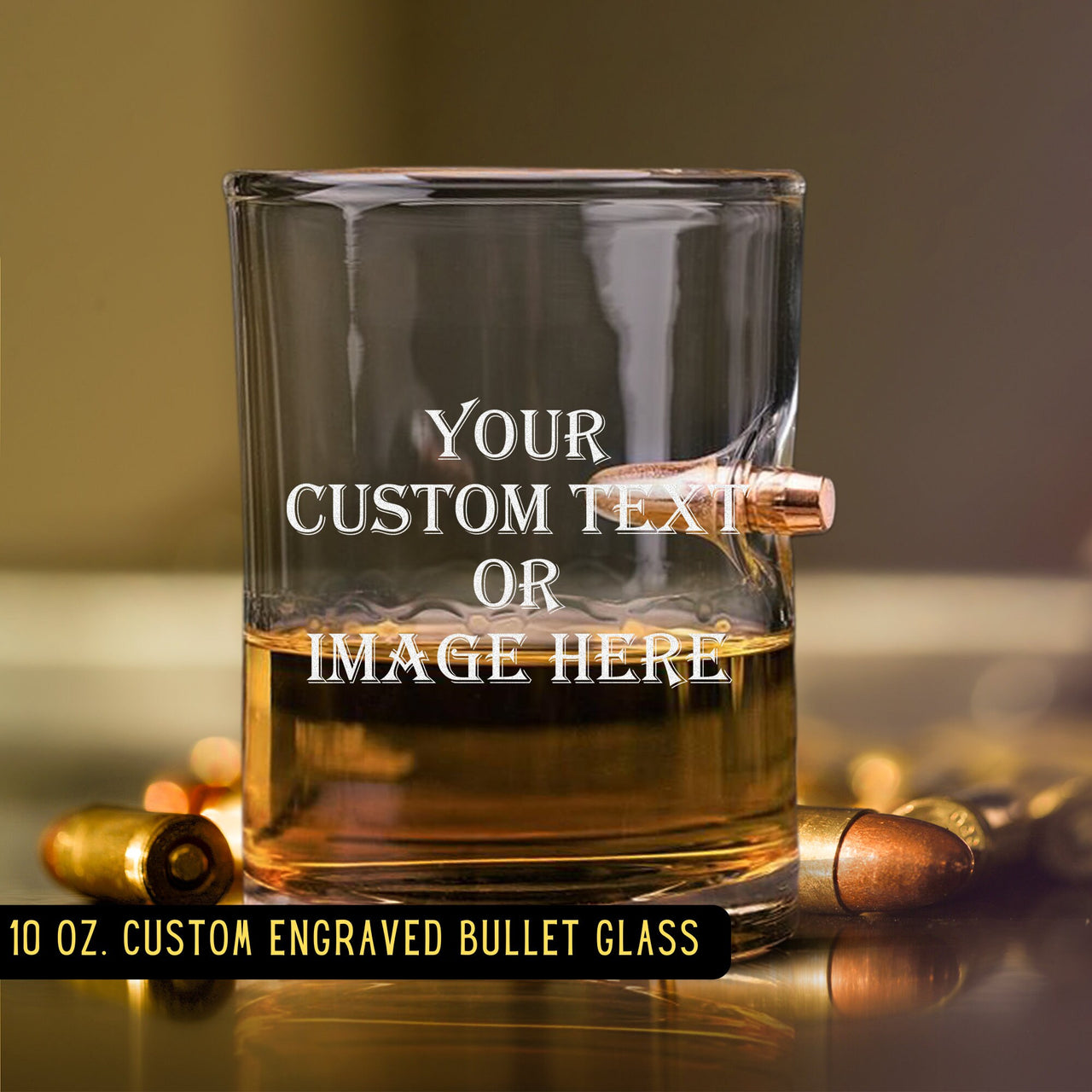 Personalized 10 oz Bullet Glass | Custom Text/ Image Mancave Glassware