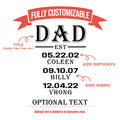 New Dad Gift, Personalized Dad EST Drinkware New Father Gift for Father's Day, Custom Names and Date Beer Glass, Whiskey Glass, Dad Gifts