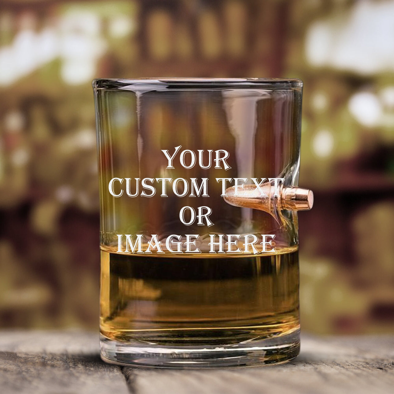 Personalized Bullet Glass, Custom Text/ Image Gift for Men, Mancave Glassware Gift, Customized Logo 10oz Bullet Whiskey Glasses Gift for Him