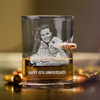 Thumbnail for Personalized Photo Bullet Glass Picture on Whiskey Glass | 10 oz Dad Portrait Etched Glasses