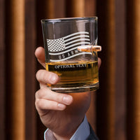 Thumbnail for Custom Airforce 10 oz Bullet Glass, American Flag US Airforce Gift Bullet Whiskey Glass, Personalized Engraved Glass Military Bullet Glass