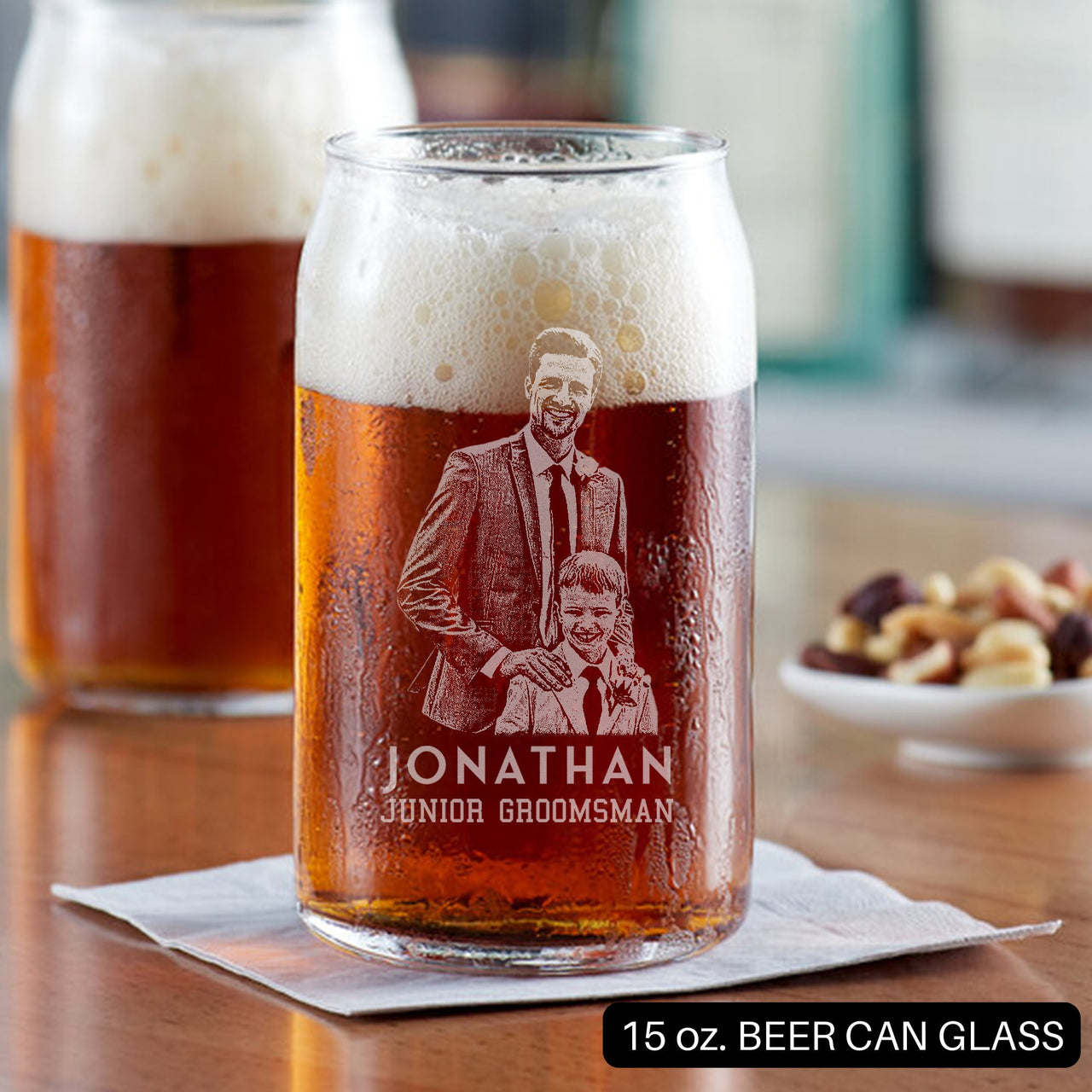 Father of the Bride Picture Glasses, Custom Portrait Dad of Bride Gift, Personalized Photo on Glass Parents of the Bride Gift Drinkware