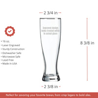 Thumbnail for Design Your Own Pilsner Beer Glass, Custom Engraved Glass, Personalized Pilsner Glasses, Make Your Own Design Beer Glasses, Pilsner Glass