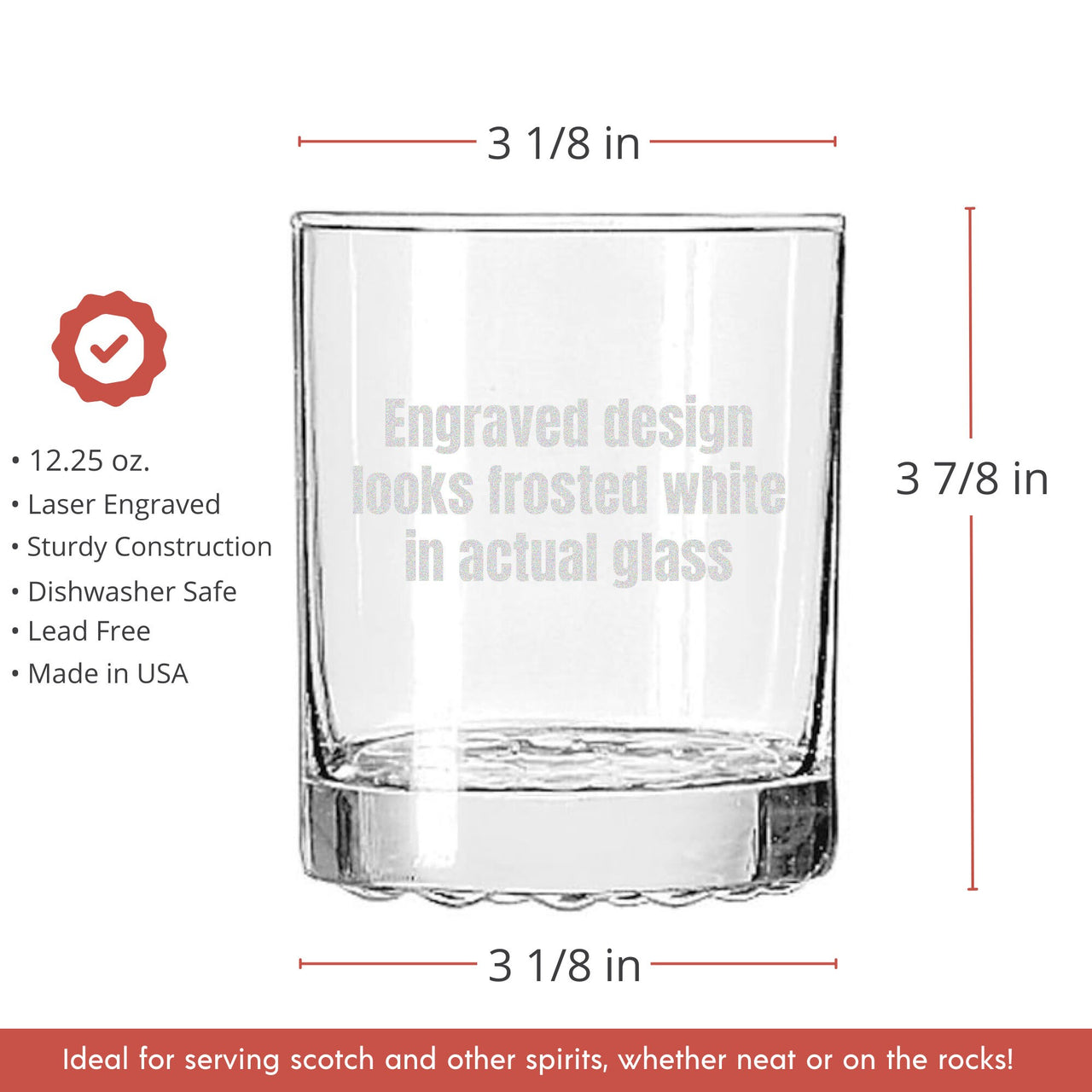Premium Quality Custom Etched 12.25oz Whiskey Glass