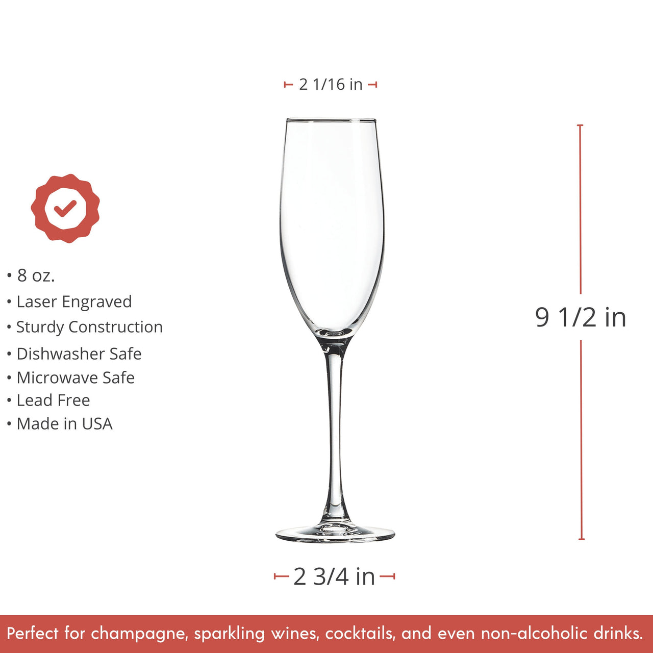 Custom 8oz Champagne Flute Glass Your Text