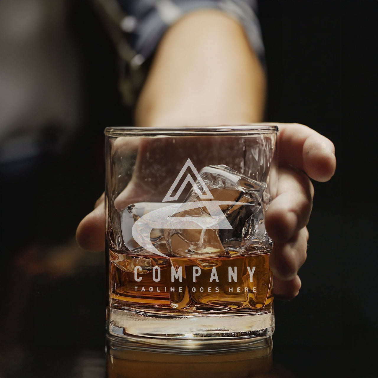 Custom Brand Logo 10.5oz Engraved Whiskey Glasses